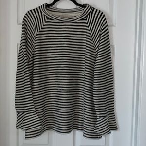 Loft Black & Ivory Striped Top